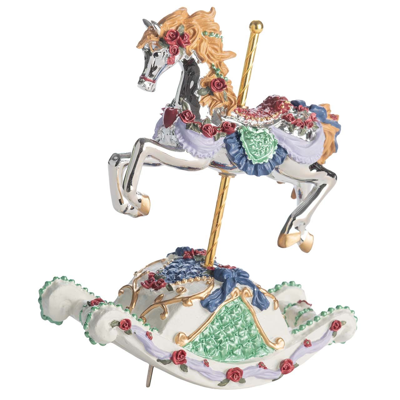 CAVALLO A DONDOLO CON CARILLON cm 17*20 AZZURRO